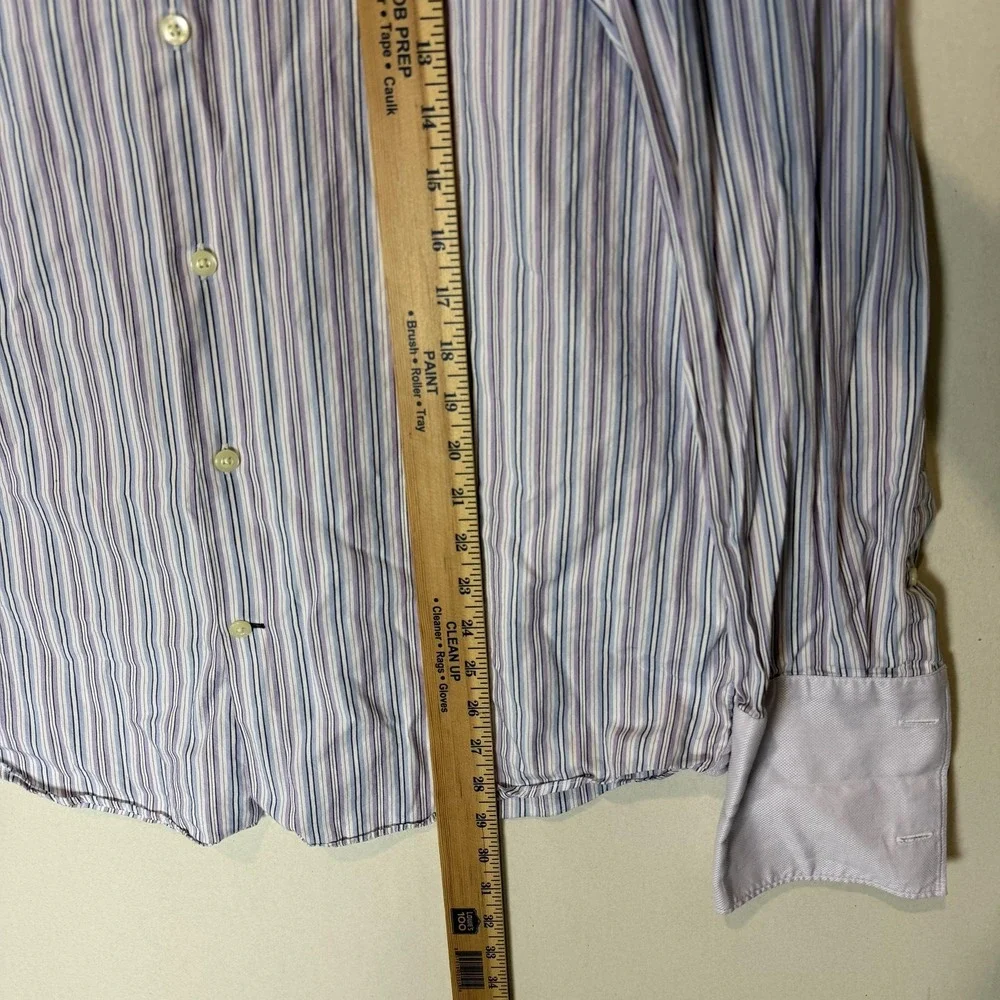 Banana Republic Dress Shirt Mens Medium 15.5 Blue Stripe‎ Slim Fit Button Down